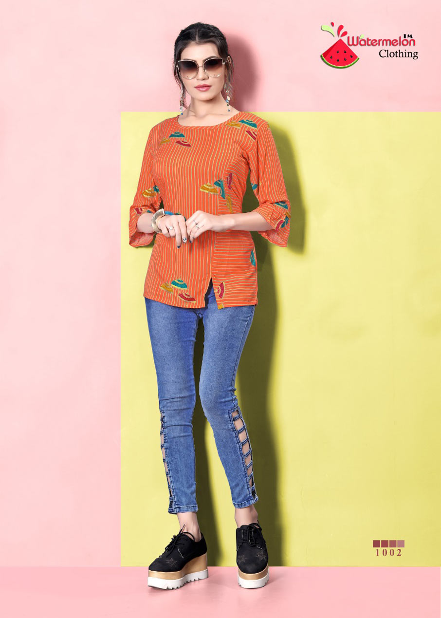 Watermelon Diamond Party-2 Rayon Print Tops Watermelon Diamond Party-2 Rayon Print Tops